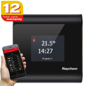 Termostat podłogowy do ogrzewania elektrycznego Raychem R-SENZ-WIFI | programowalny tygodniowo, sterowany przez aplikację, WiFi, czarny, 12 lat gwarancji